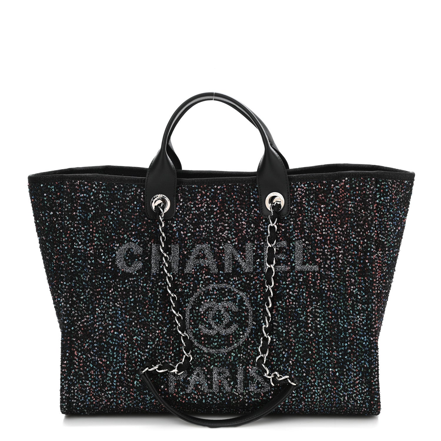 Chanel Viscose Sequins Medium Deauville Tote Black 1 of 10