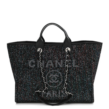 Chanel Viscose Sequins Medium Deauville Tote Black 1 of 10