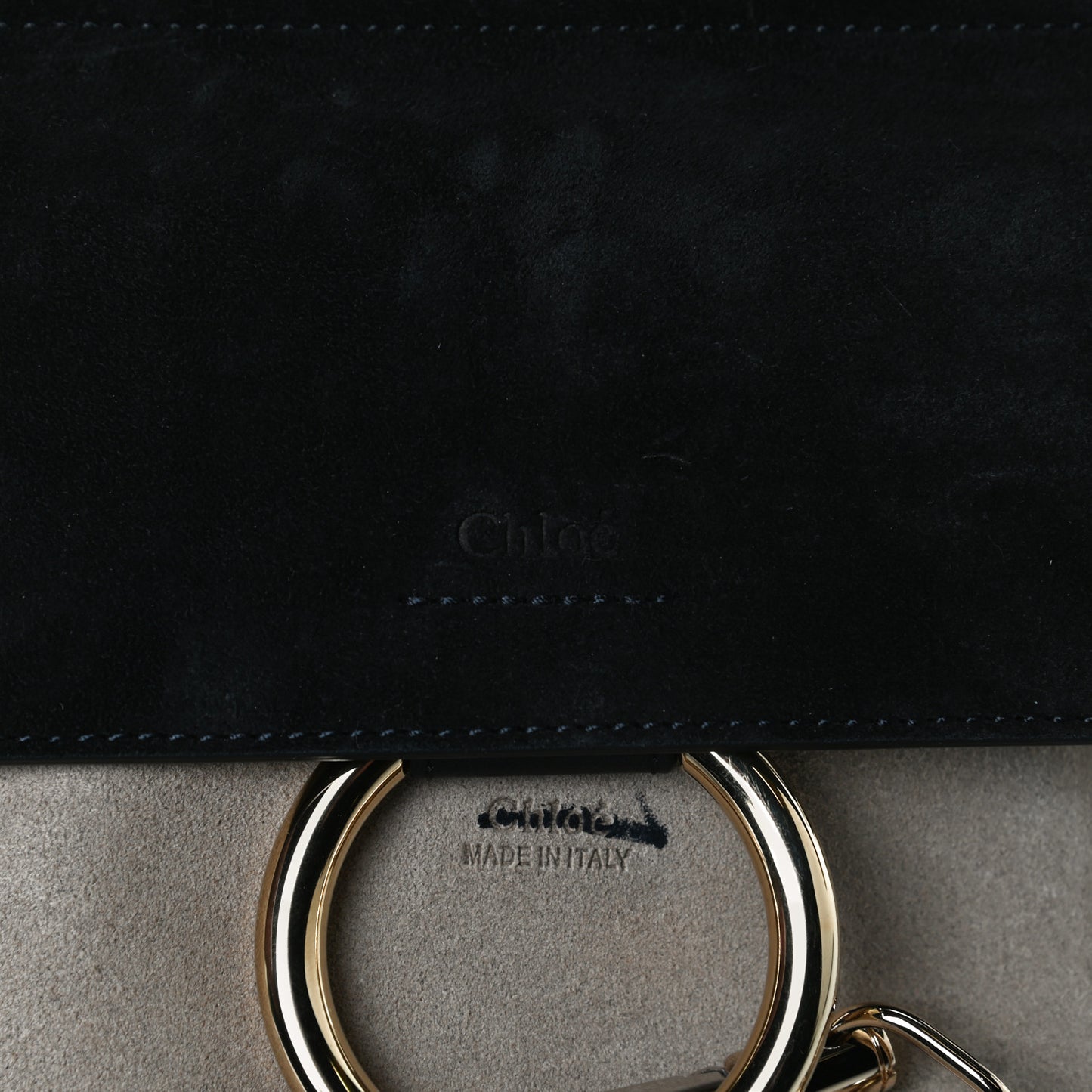 Suede Calfskin Small Faye Top Handle Bag Black