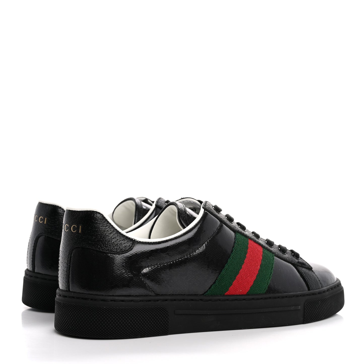 Crystal GG Monogram Web Womens New Ace Sneakers 36 Black