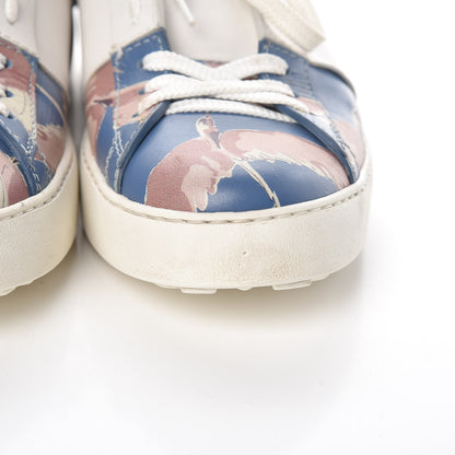 Valentino Garavani Calfskin Japanese Bird Print Rockstud Open Sneakers 39 11 of 16