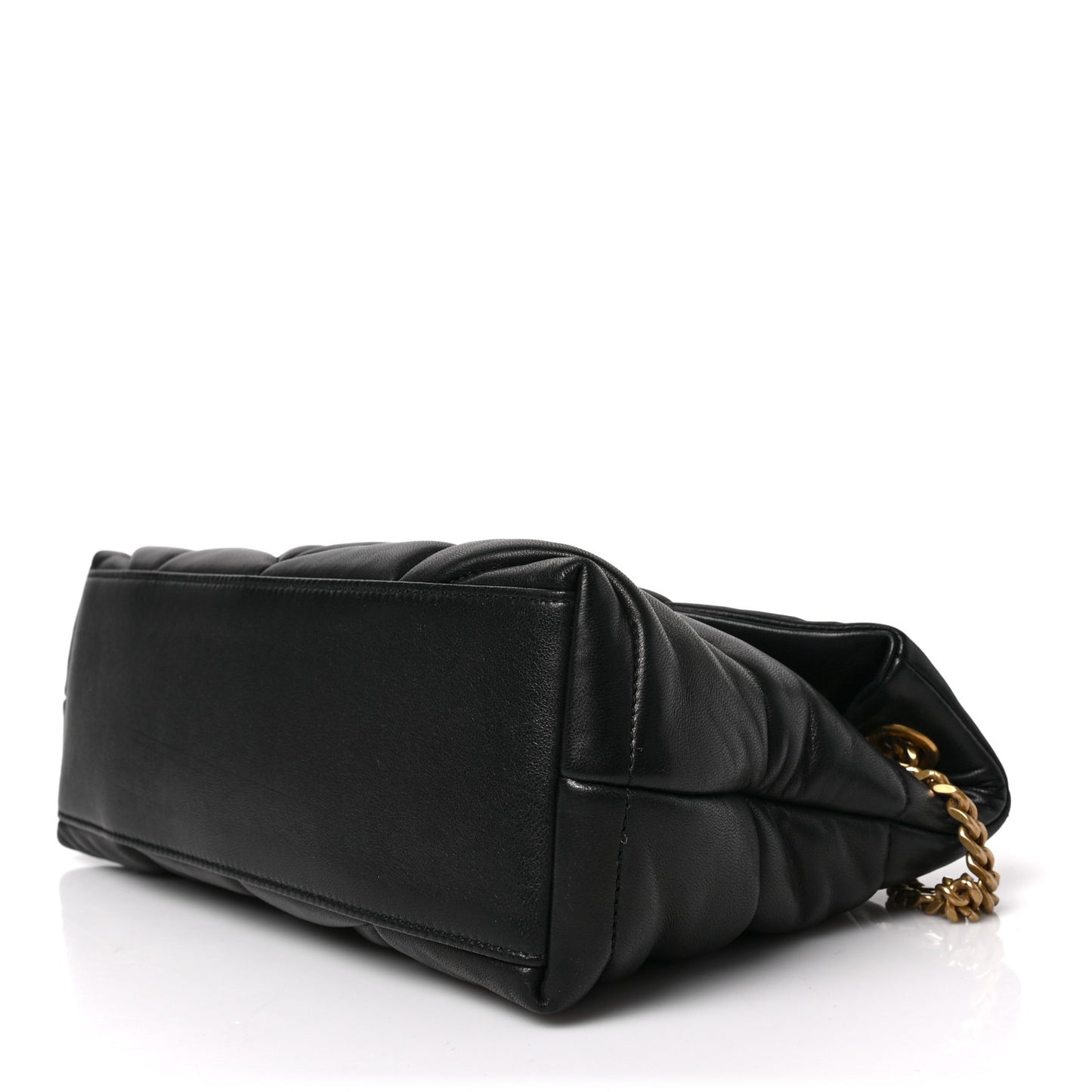 Lambskin Quilted Small Loulou Puffer Monogram Chain Satchel Black