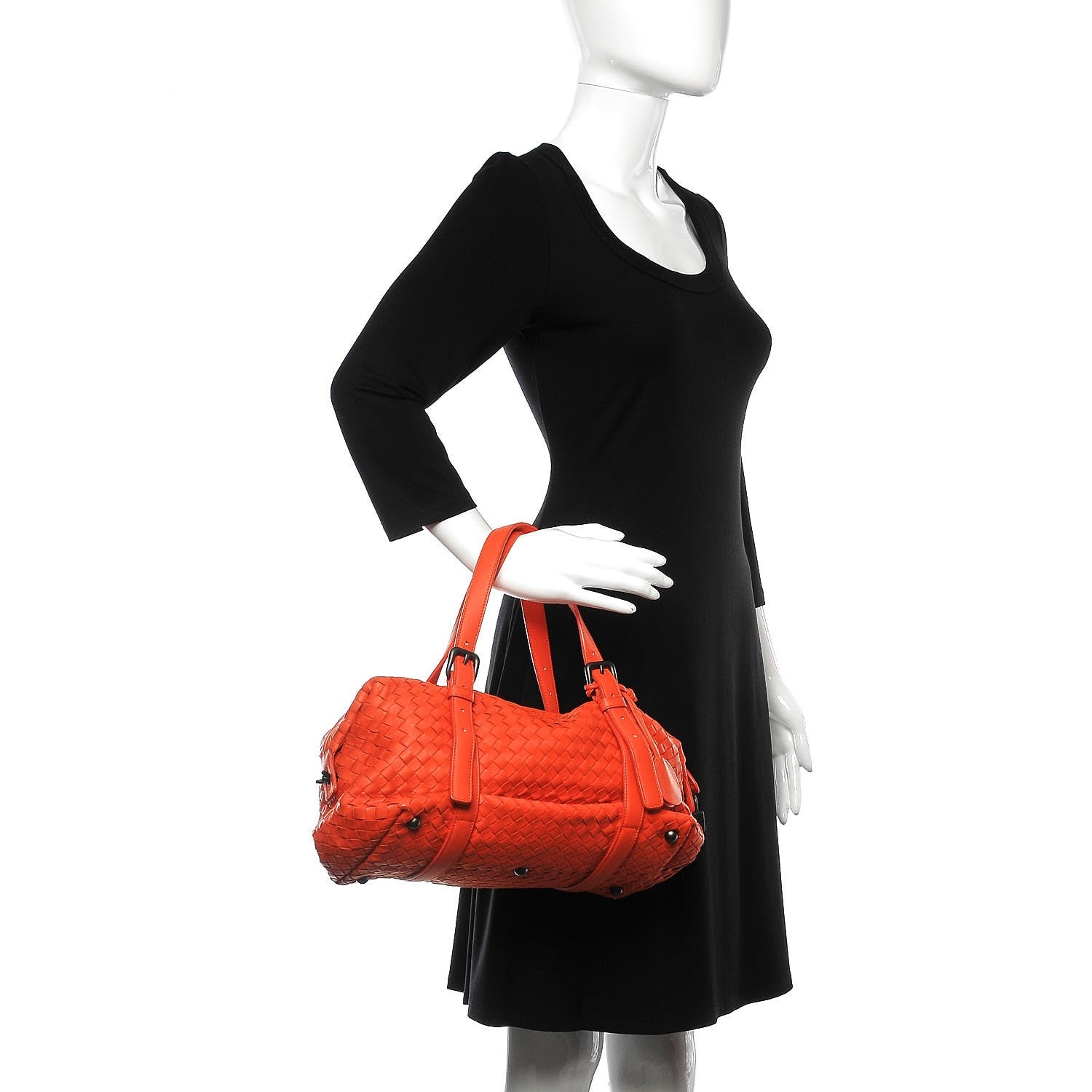 Bottega Veneta Nappa Intrecciato Montaigne Satchel Tangerine 2 of 12