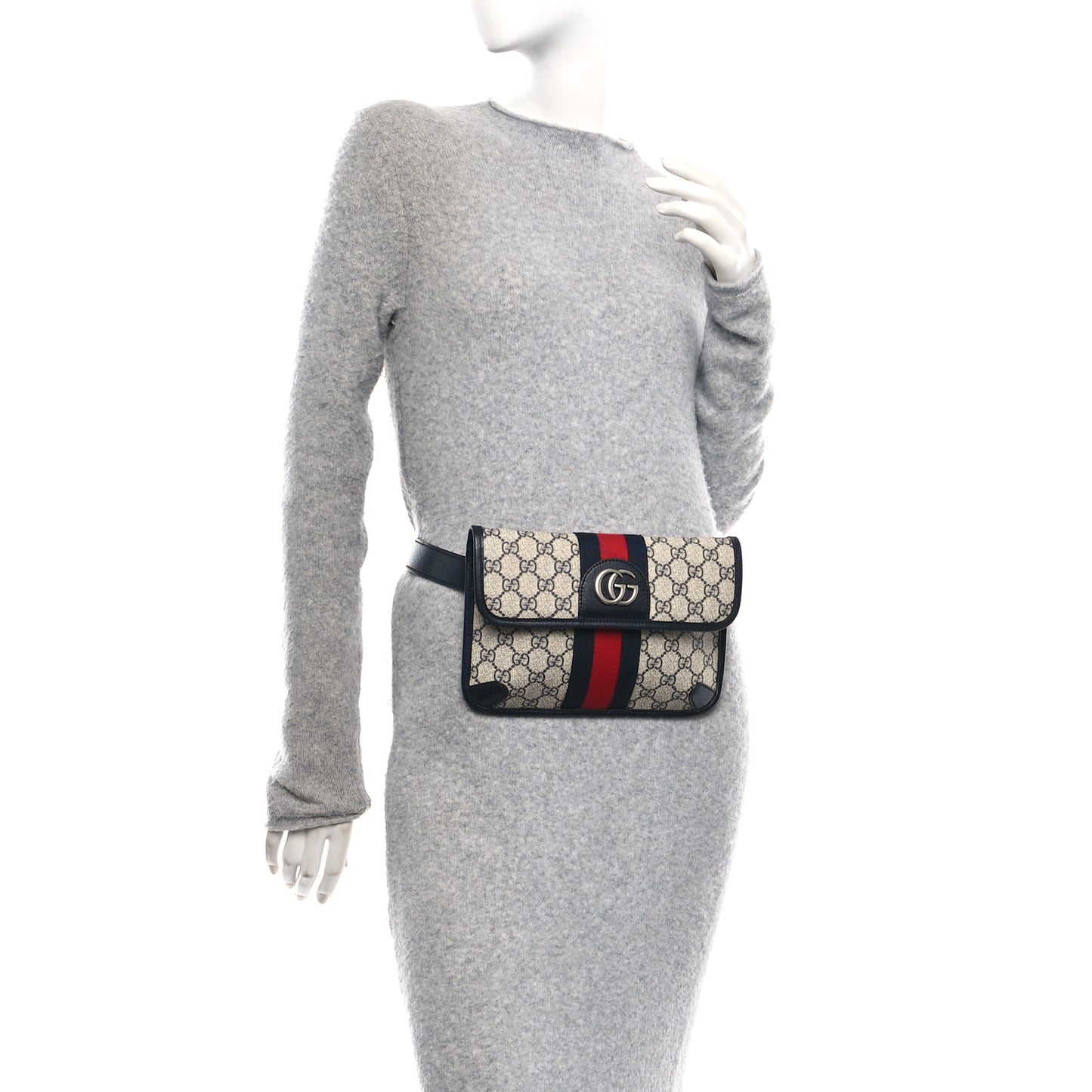 GG Supreme Monogram Web Small Ophidia Belt Bag 90 36 Beige Navy