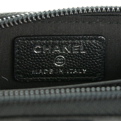 Chanel Caviar Quilted Boy Zip Around Coin Purse Wallet So Black 6 of 7