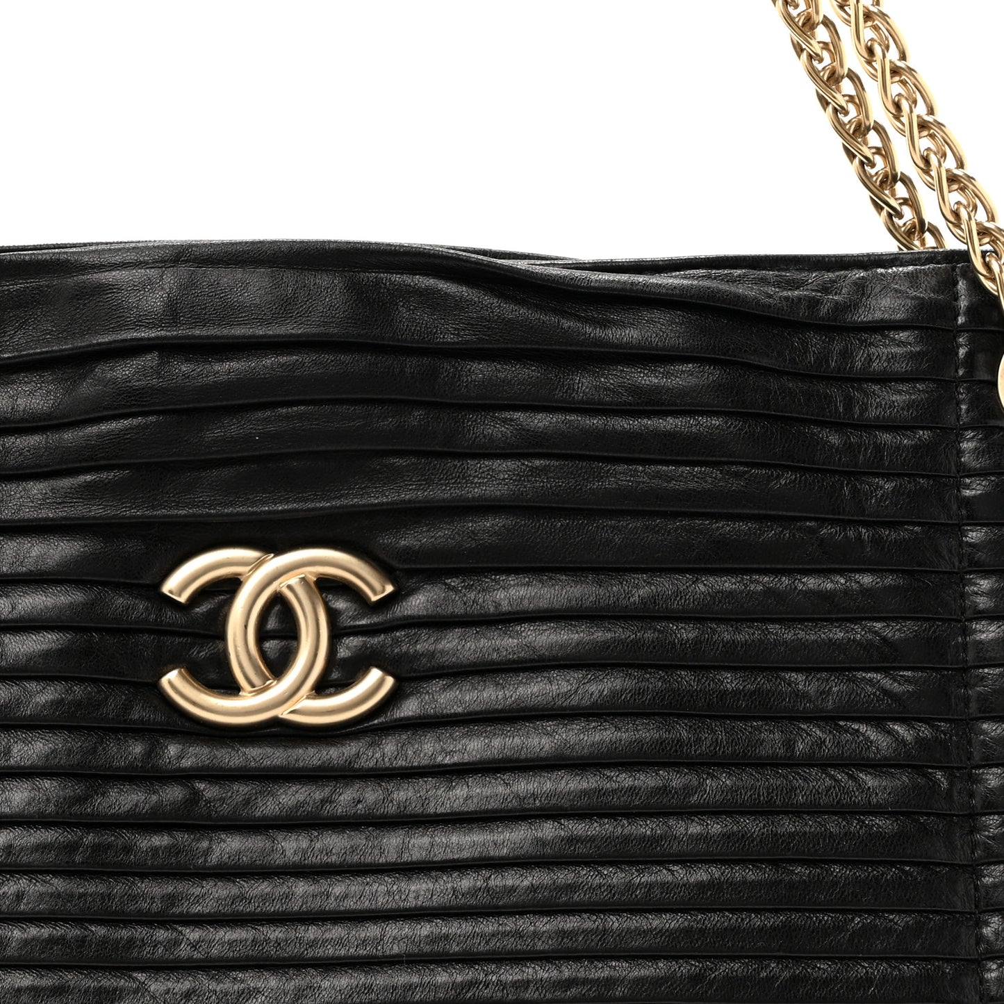 Lambskin Pleated Shoulder Bag Black