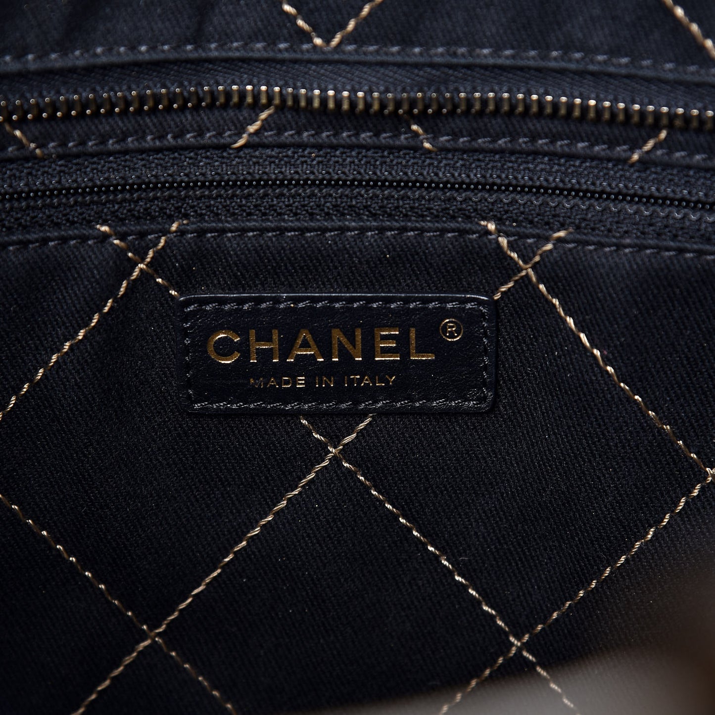Grained Calfskin Large Shopping Fever Tote Gold