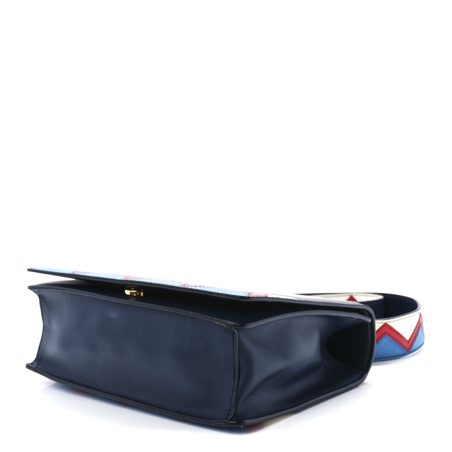 City Calf Saffiano Greche Flap Bag Baltico Rosso