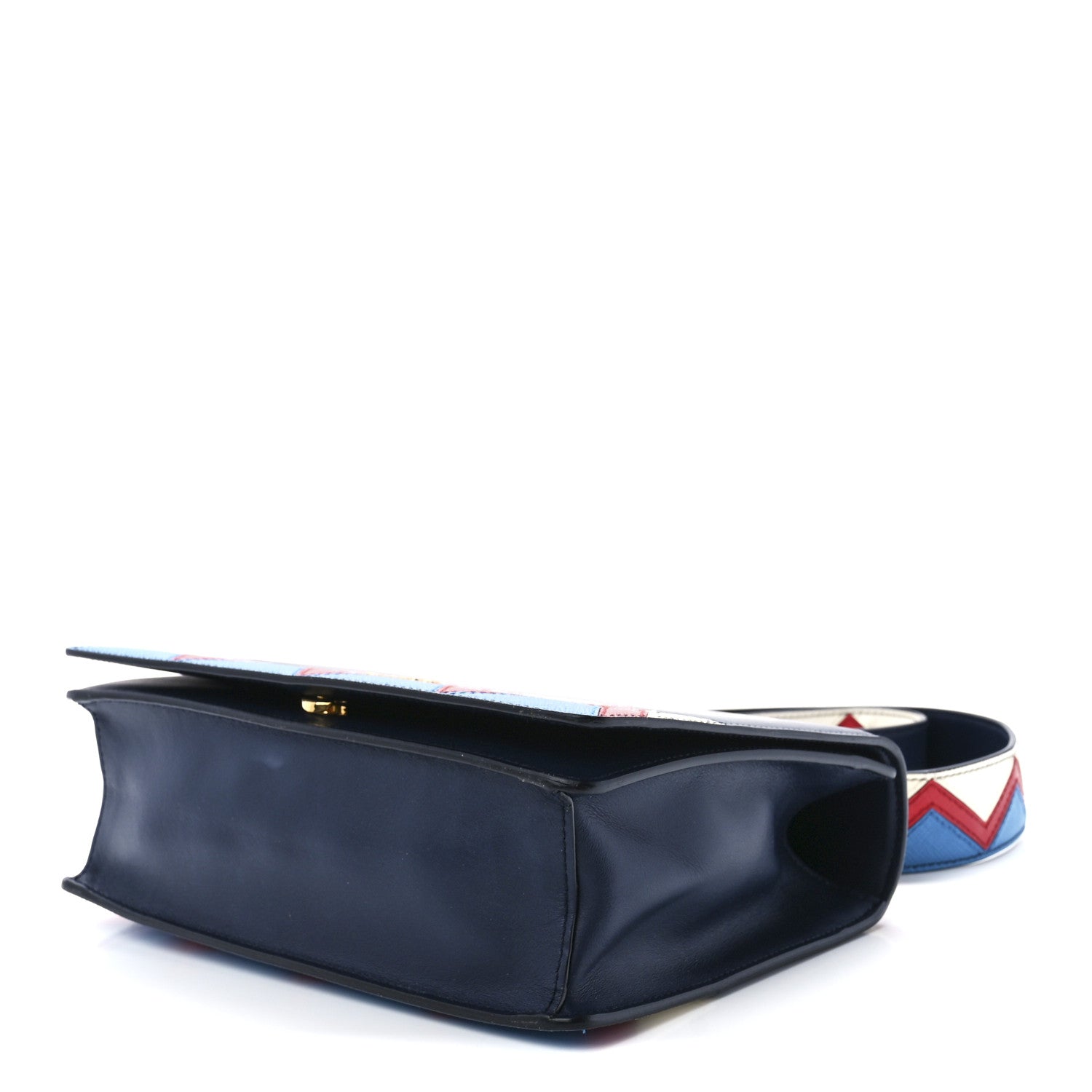 Prada City Calf Saffiano Greche Flap Bag Baltico Rosso 8 of 10