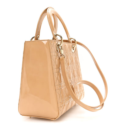 Christian Dior Patent Cannage Medium Lady Dior Beige 3 of 10