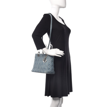 Christian Dior Denim Cannage Medium Lady Dior Light Blue 2 of 10