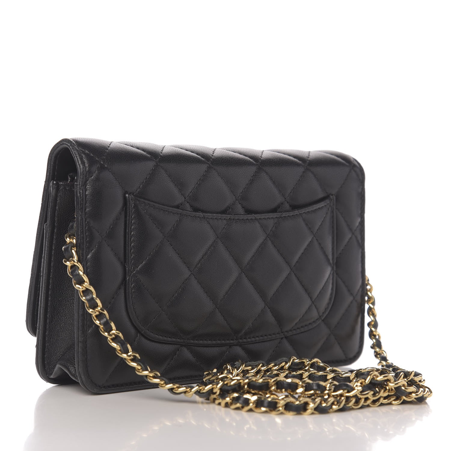 Chanel Lambskin Quilted Wallet On Chain WOC Black 3 of 12