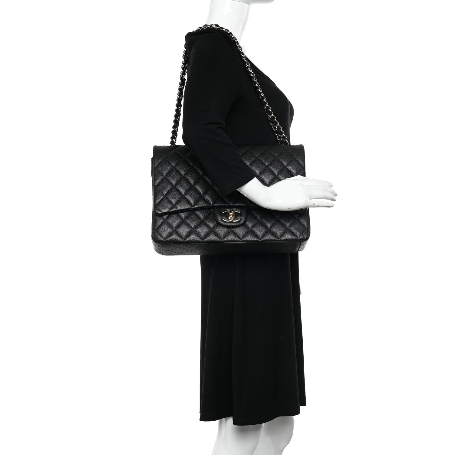 Chanel Caviar Quilted Maxi Double Flap Black 2 of 11