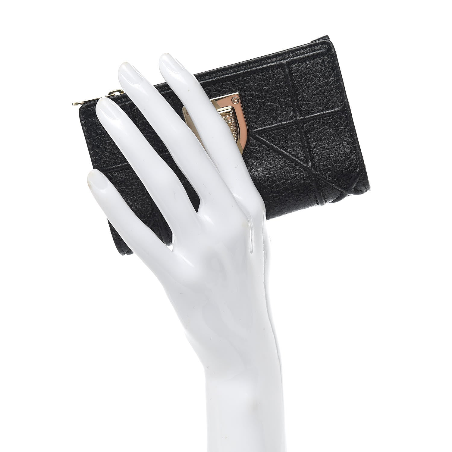 Christian Dior Grained Calfskin Cannage Diorama Wallet Black 2 of 8