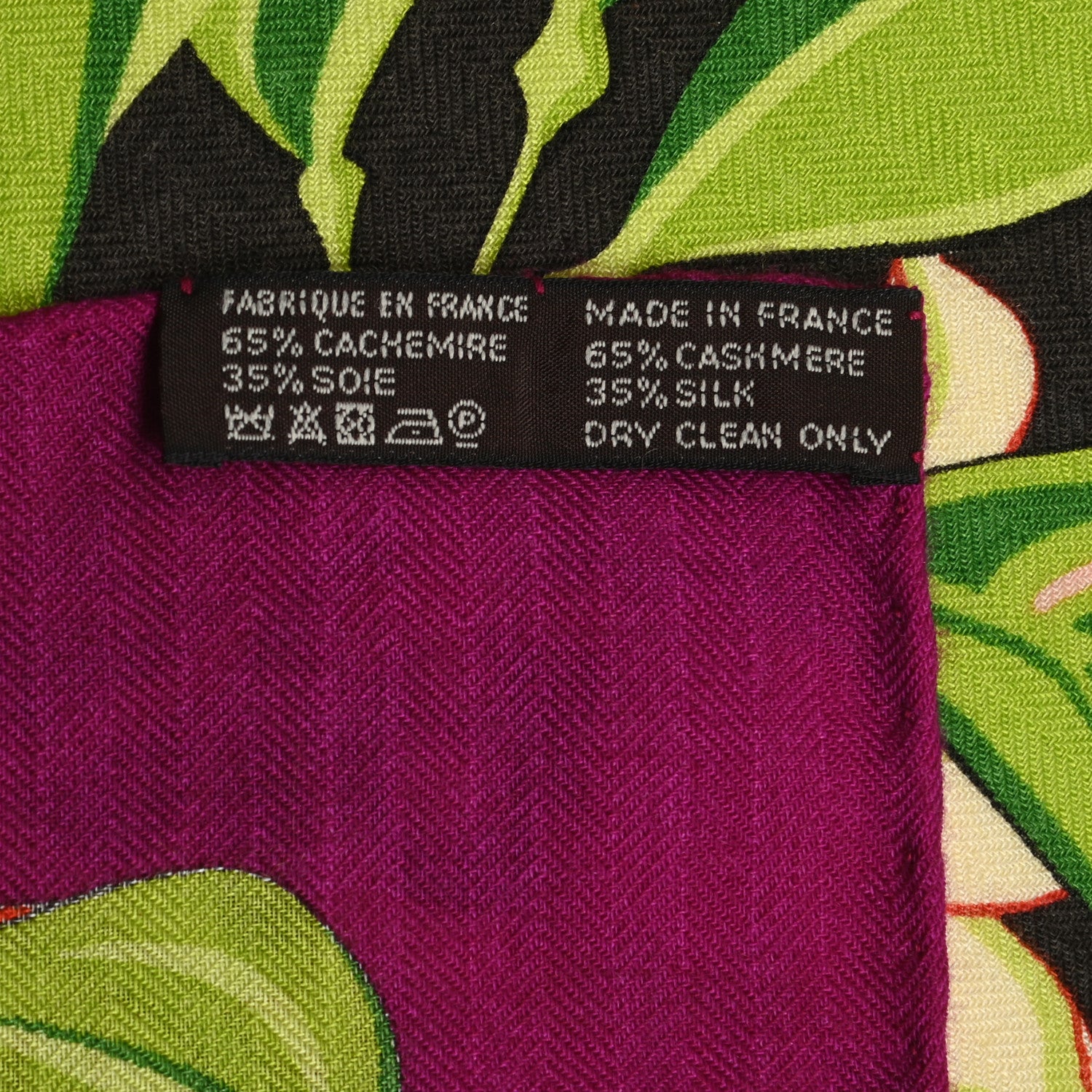 Hermes Cashmere Silk Flamingo Party Shawl 140 Bougainvillier Mauve Vert 6 of 7