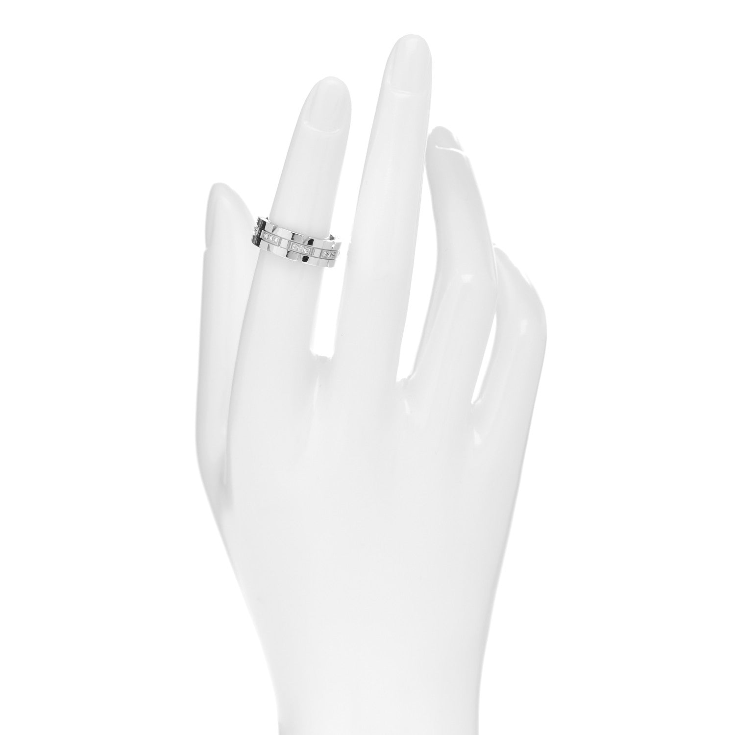 Cartier 18K White Gold Diamond Tank Francaise Band Ring 49 5 2 of 4