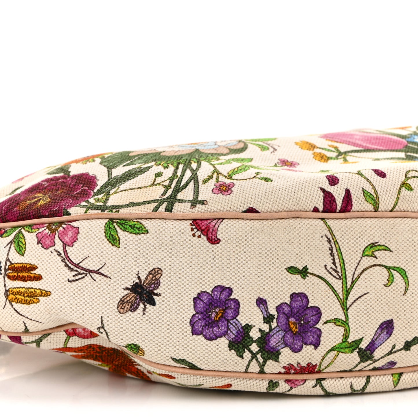 Canvas Floral Flora Bamboo Ring Hobo White