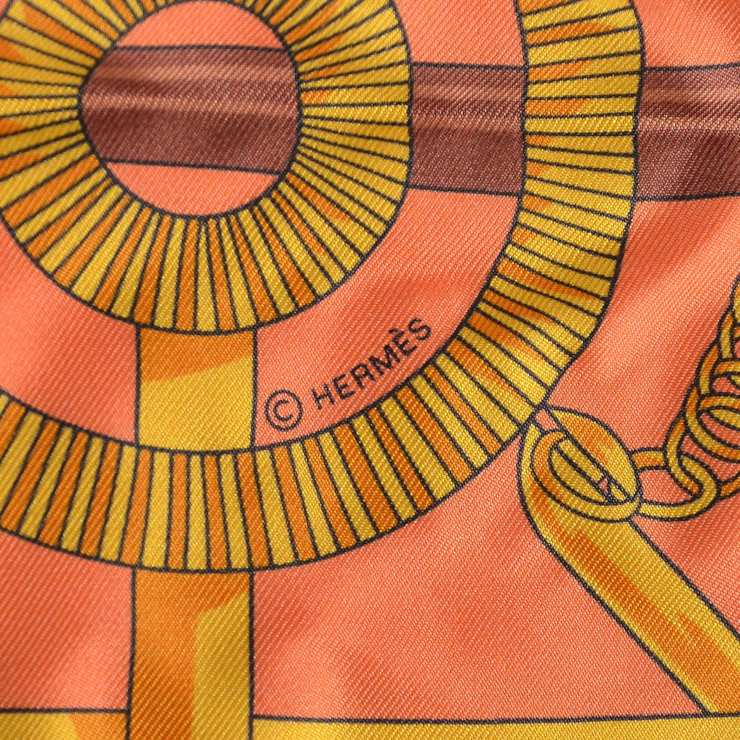 Silk Eperon D'Or Remix Maxi Twilly Orange Gris Or