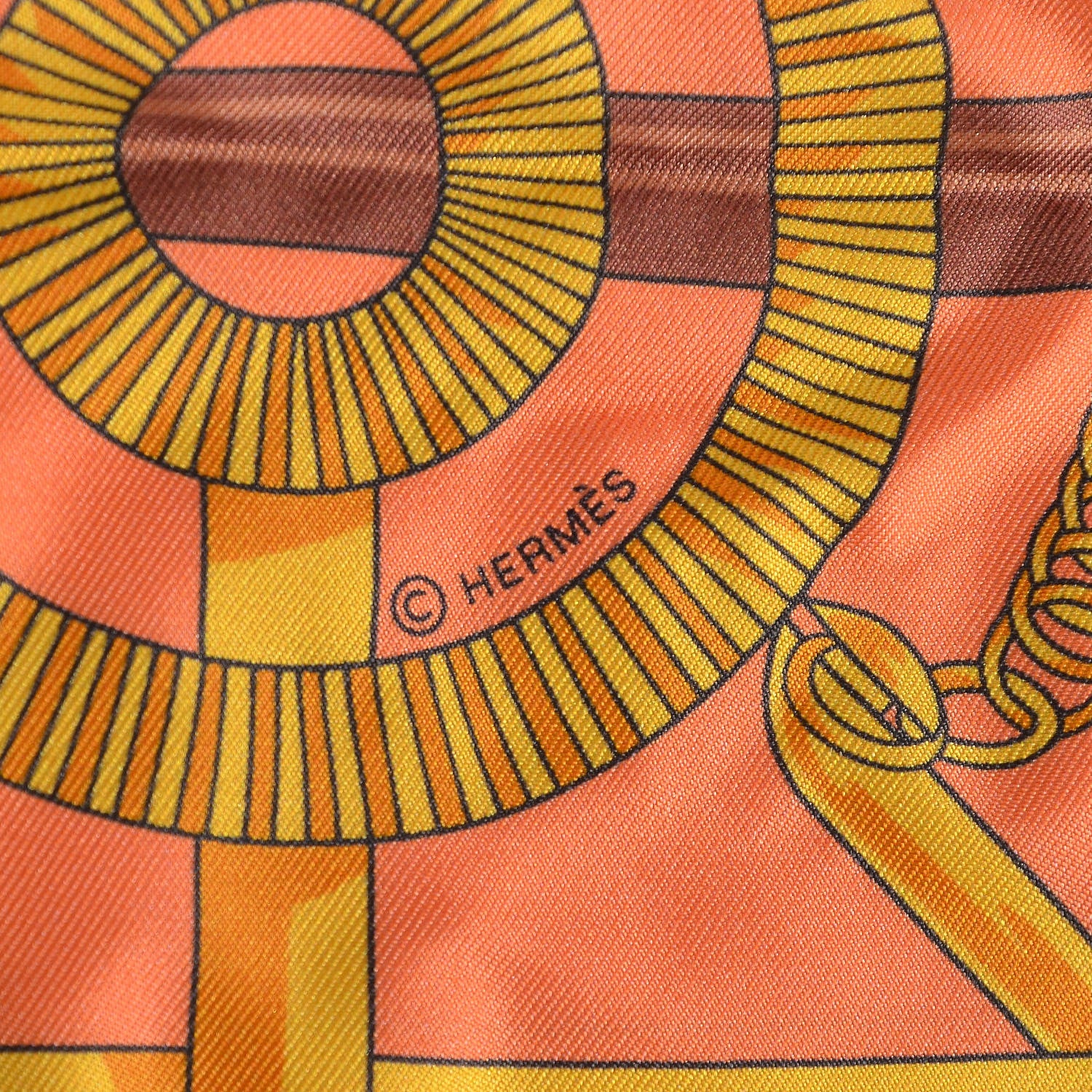 Hermes Silk Eperon D'Or Remix Maxi Twilly Orange Gris Or 3 of 5