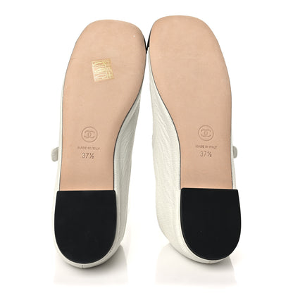 Chanel Calfskin Mary Jane Flats 37.5 White Black 5 of 10