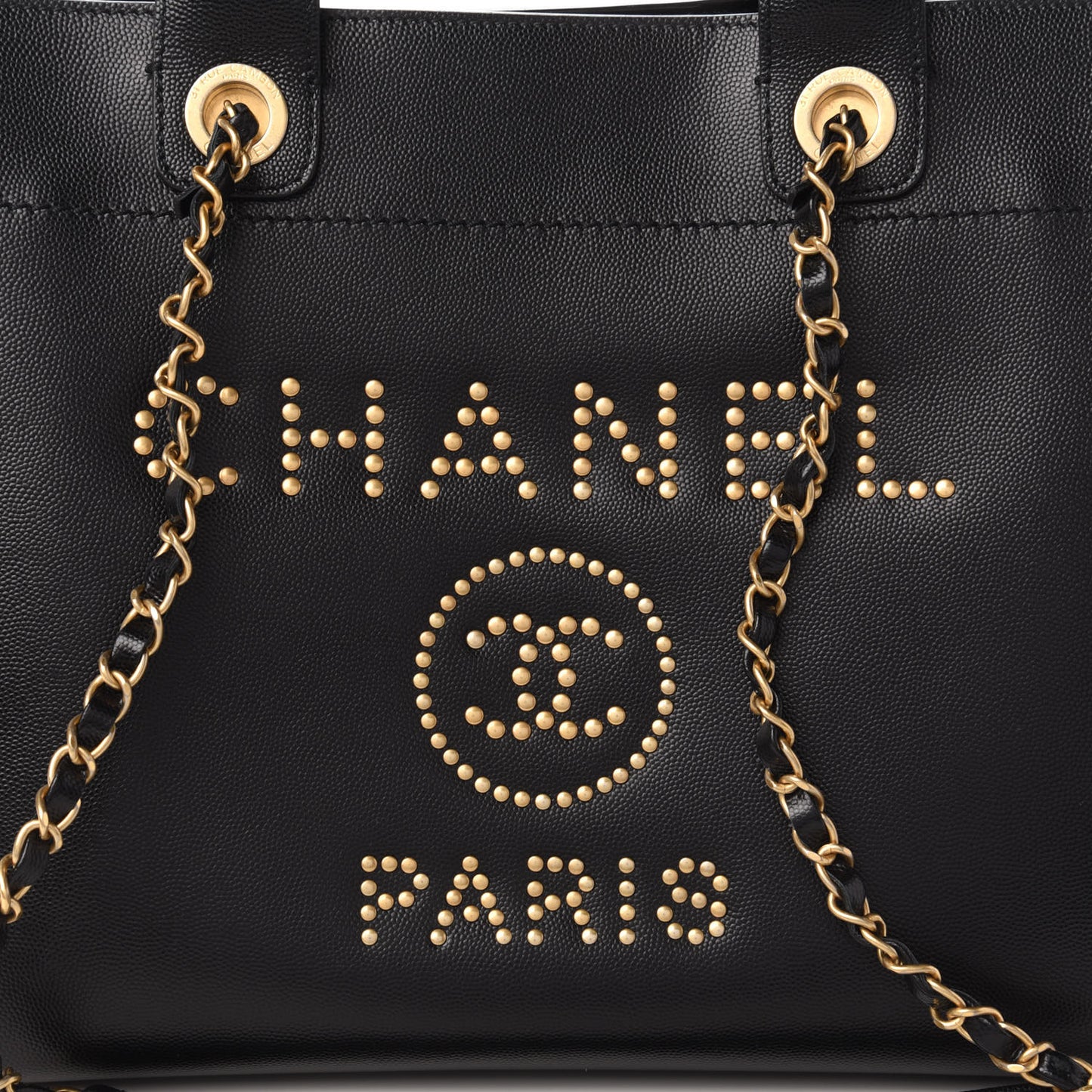 Caviar Small Studded Deauville Tote Black
