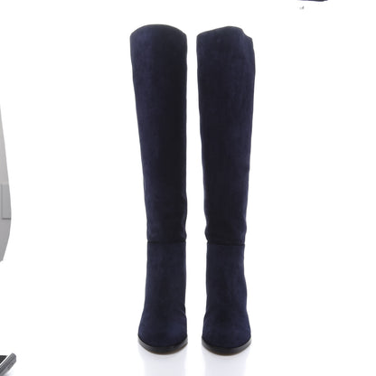 Jimmy Choo Suede Madalie 80 Knee High Boots 35.5 Navy 2 of 7
