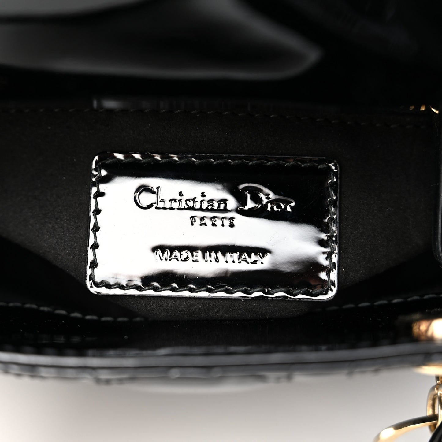 Patent Cannage Mini Lady Dior Black