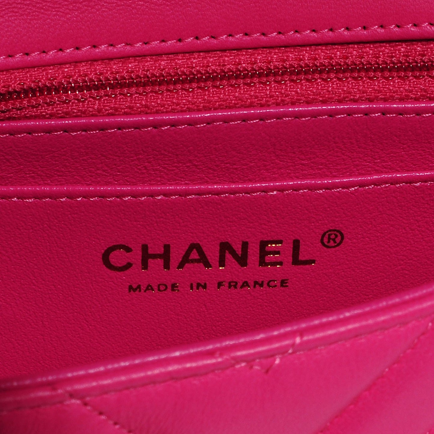 Lambskin Chevron Quilted Mini Rectangular Flap Dark Pink