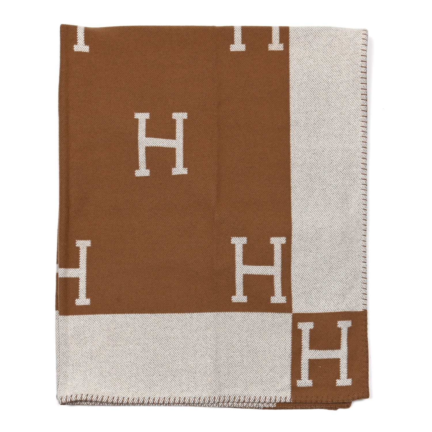 Hermes Wool Cashmere Avalon Blanket Ecru Camel 1 of 3