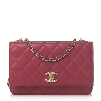 Chanel Lambskin Quilted Trendy CC Wallet On Chain WOC Dark Pink 1 of 4