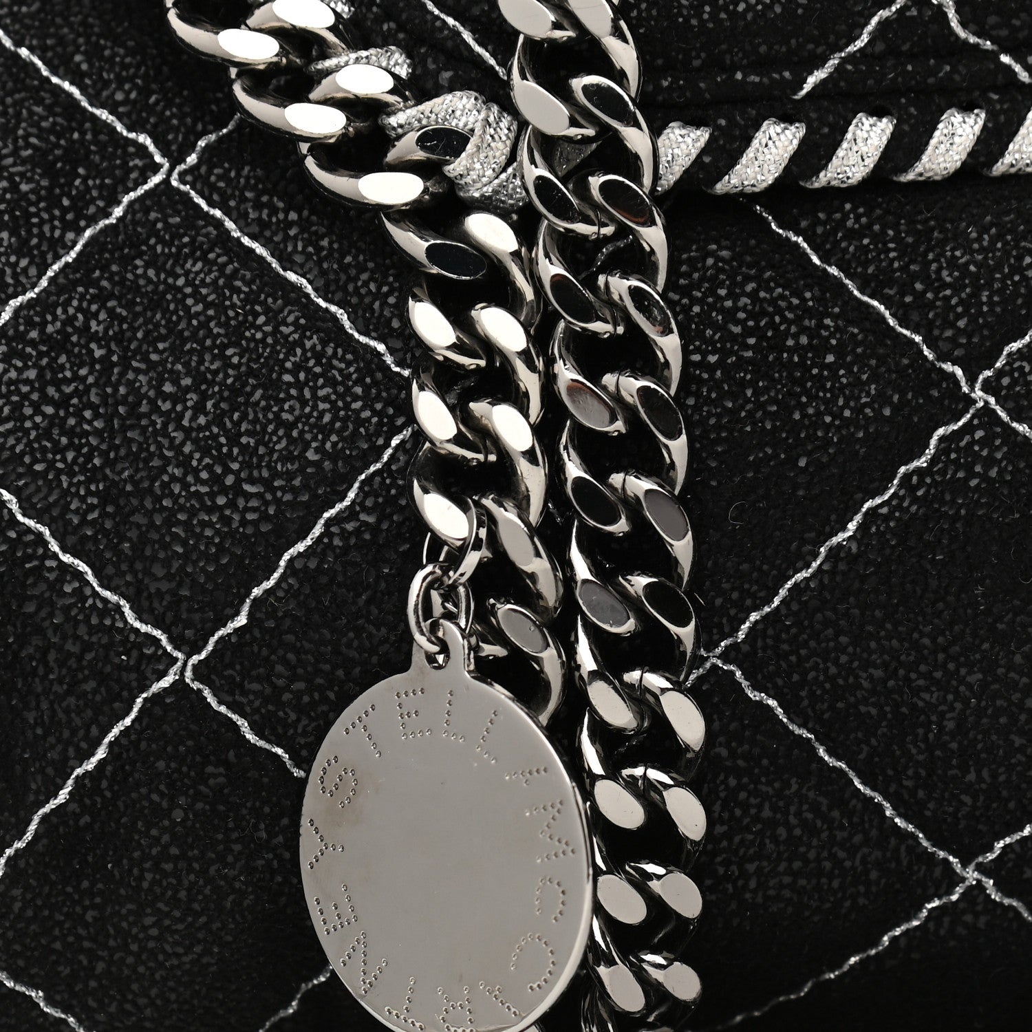 Stella McCartney Metallic Shaggy Deer Quilted Small Falabella Tote Black 7 of 9