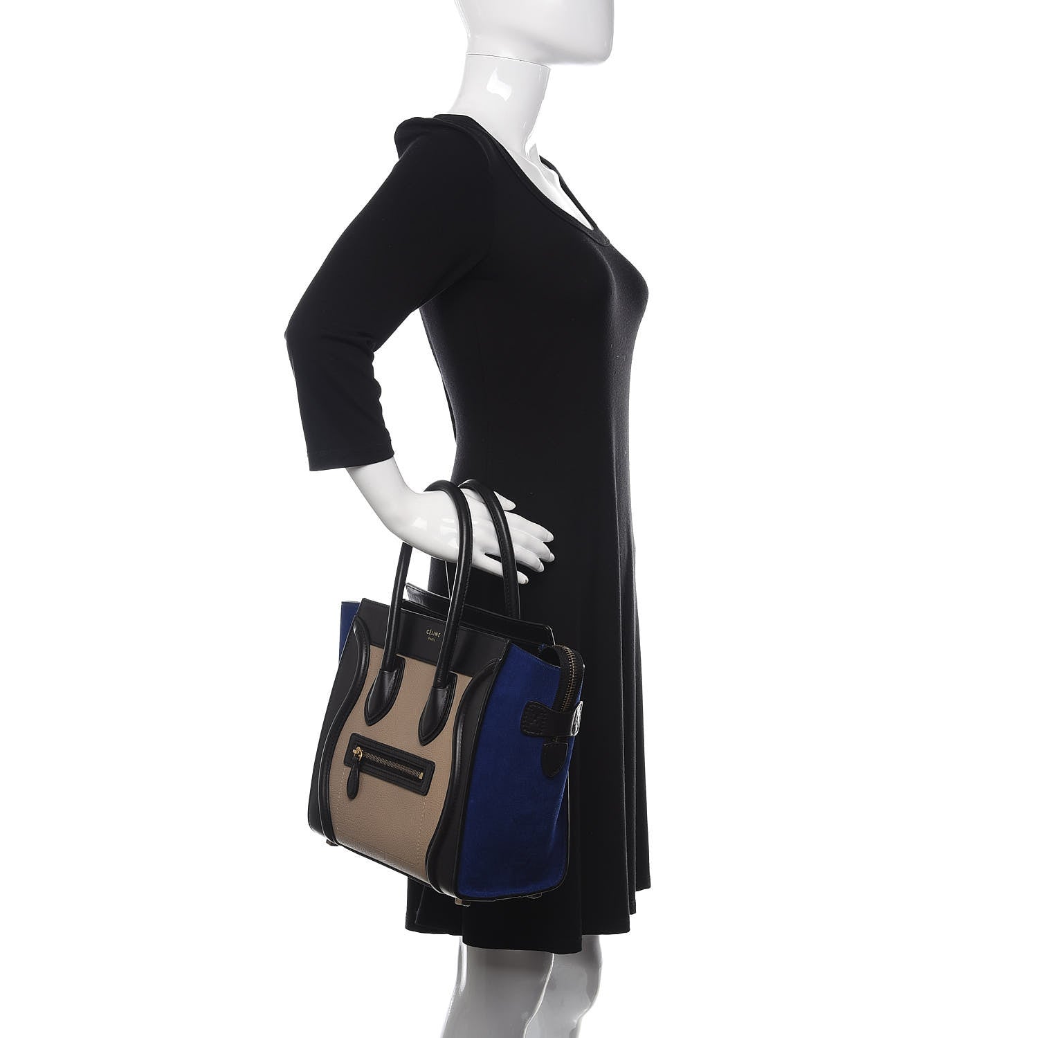 Celine Elephant Calfskin Suede Micro Tri-Color Luggage Sand 2 of 9