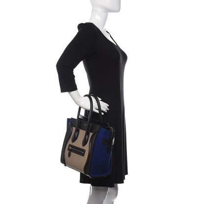 Celine Elephant Calfskin Suede Micro Tri-Color Luggage Sand 2 of 9