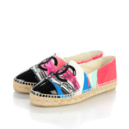 Chanel Fabric Patent CC Espadrilles 37 Multicolor Black 3 of 8