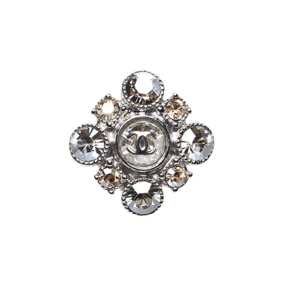 Chanel Crystal CC Flower Earrings Silver 6 of 7