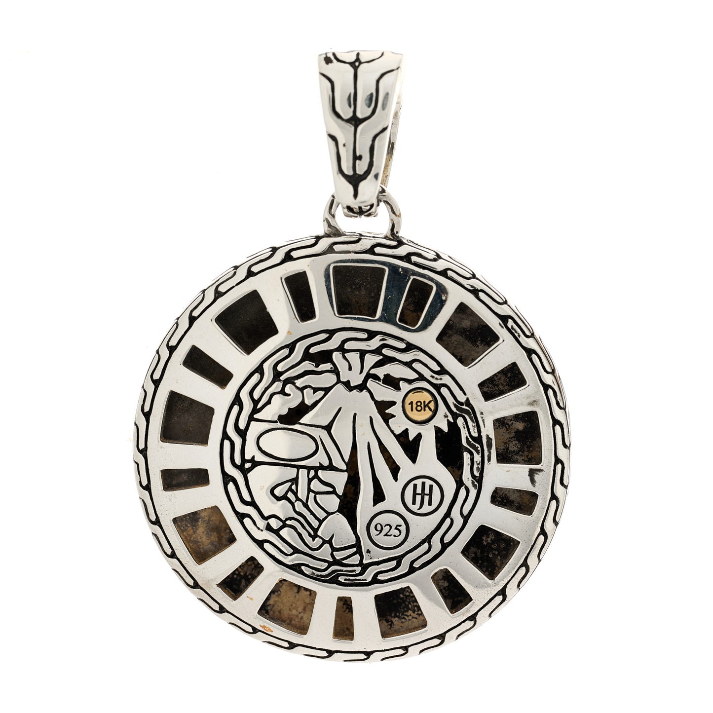 Sterling Silver 18K Yellow Gold Palu Hammered Disc Pendant