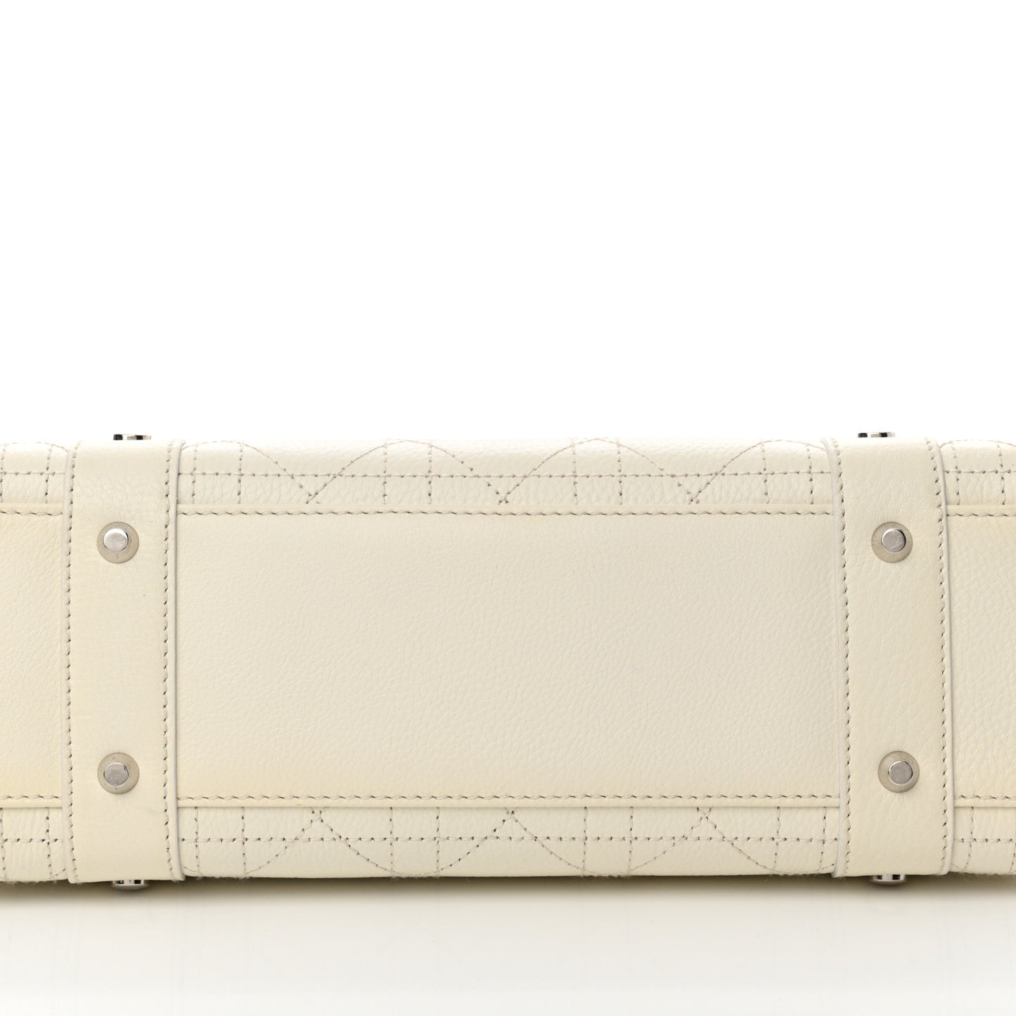 Calfskin Cannage Stitched Small East West Lady Dior White