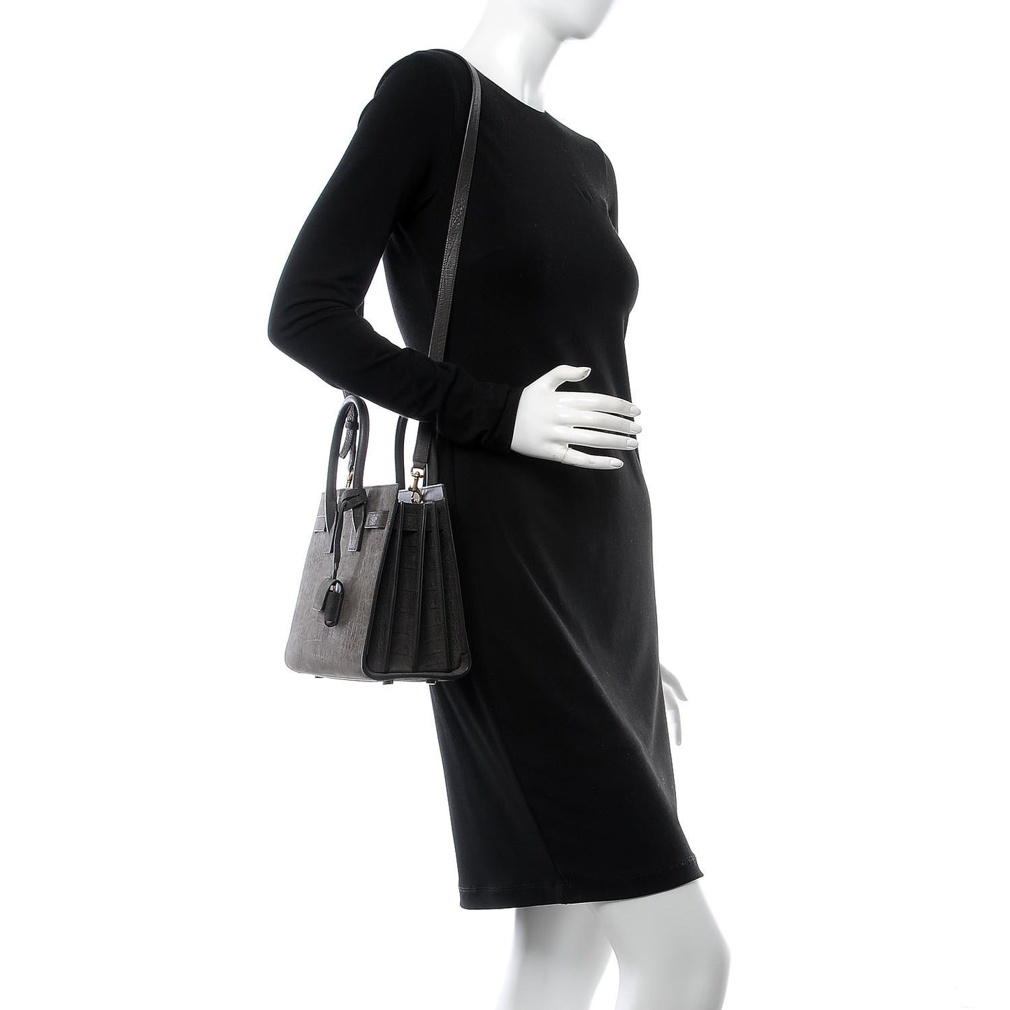 Crocodile Embossed Nubuck Baby Sac De Jour Dark Anthracite