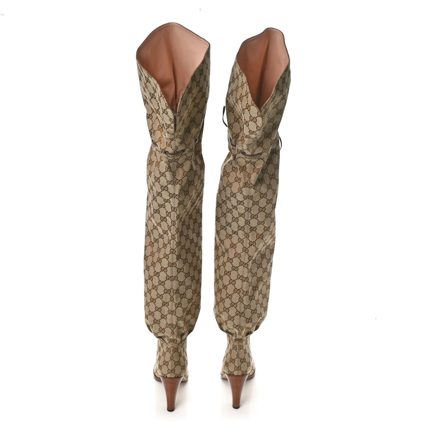 Gucci Monogram Over the Knee Boots 39.5 Beige Ebony 3 of 7