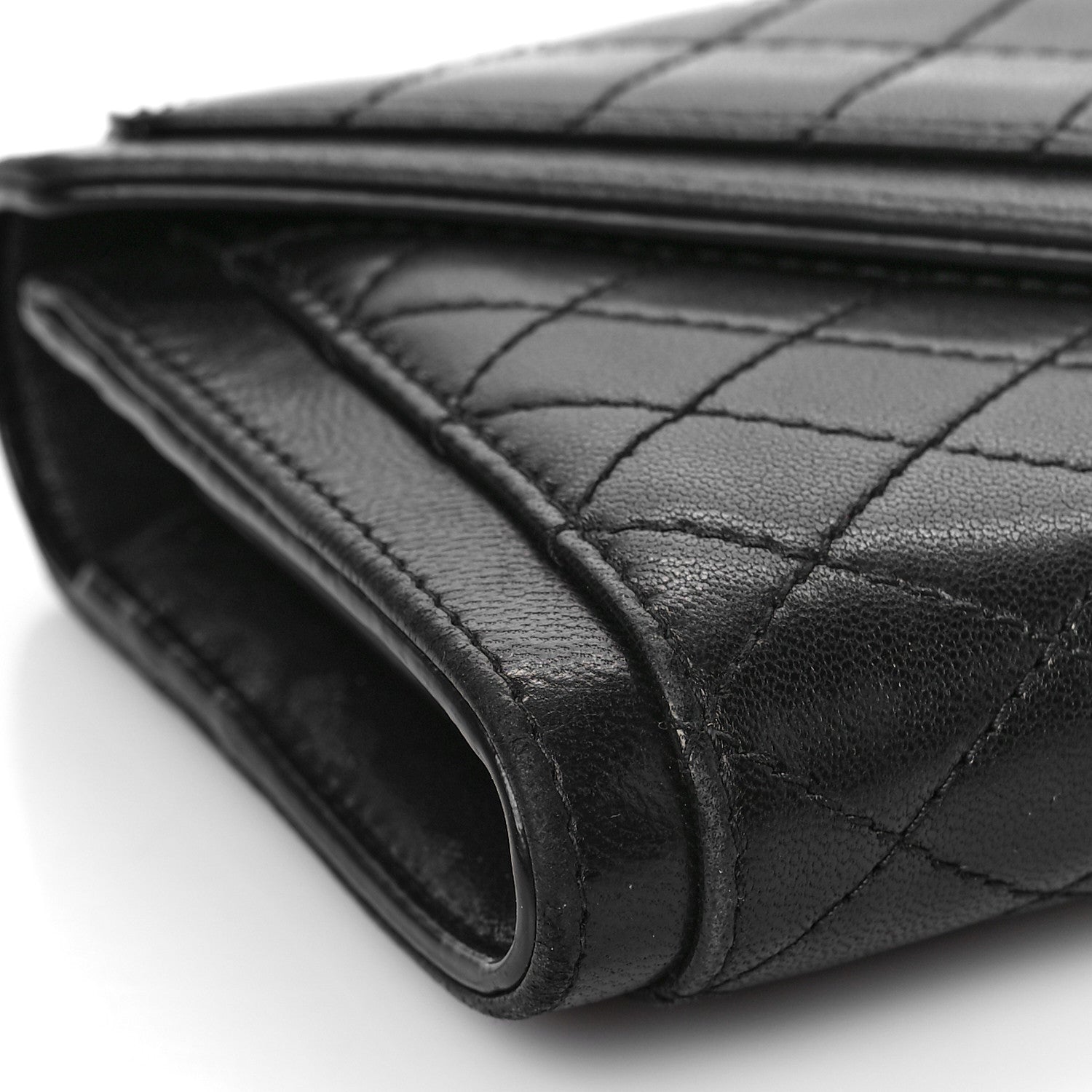 Saint Laurent Lambskin Quilted Monogram Large Gabbie Flap Wallet Black 8 of 10