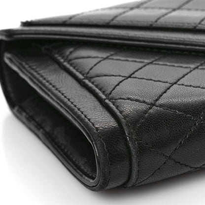 Saint Laurent Lambskin Quilted Monogram Large Gabbie Flap Wallet Black 8 of 10