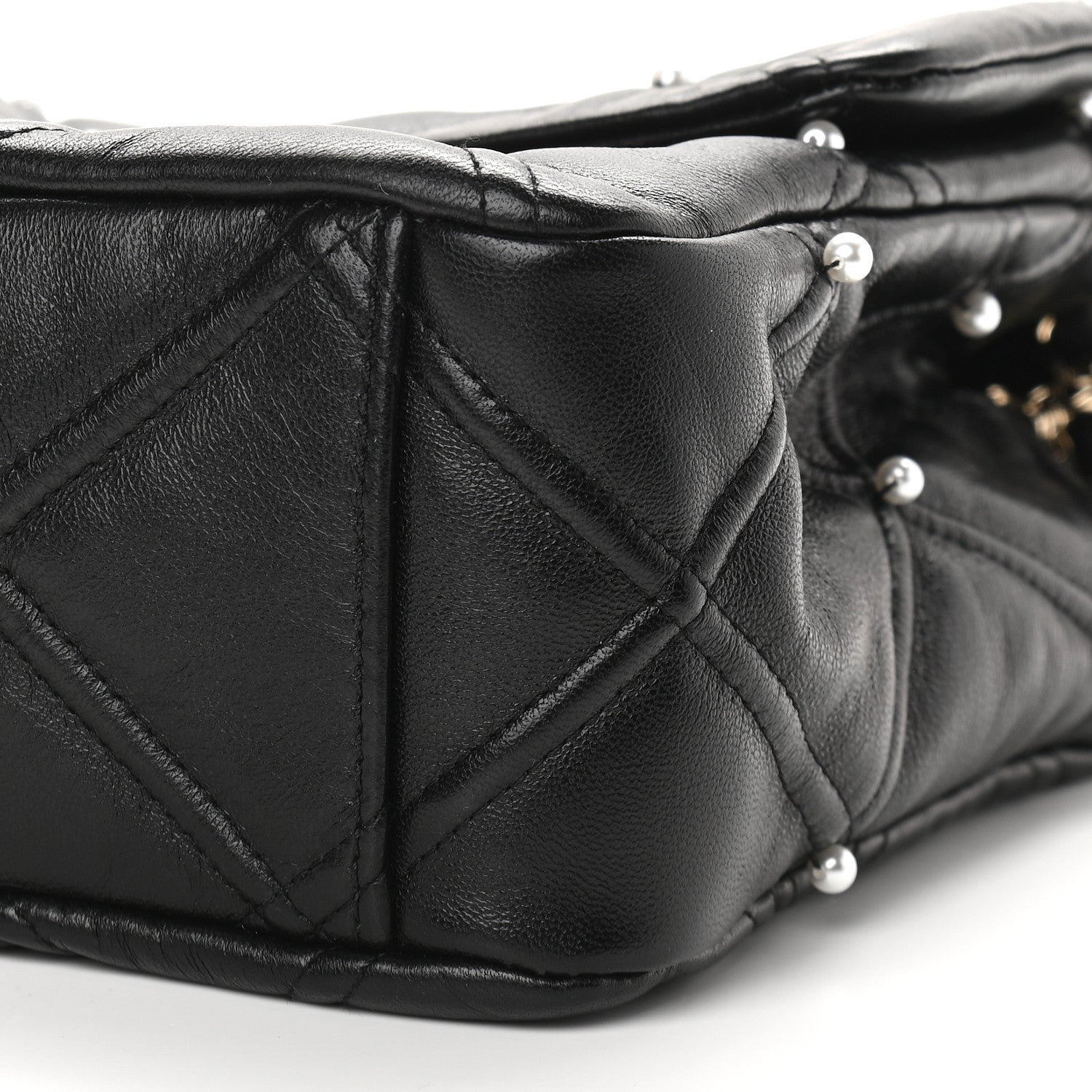 Chanel Lambskin Quilted Pearl Studded Flap Black 9 of 10
