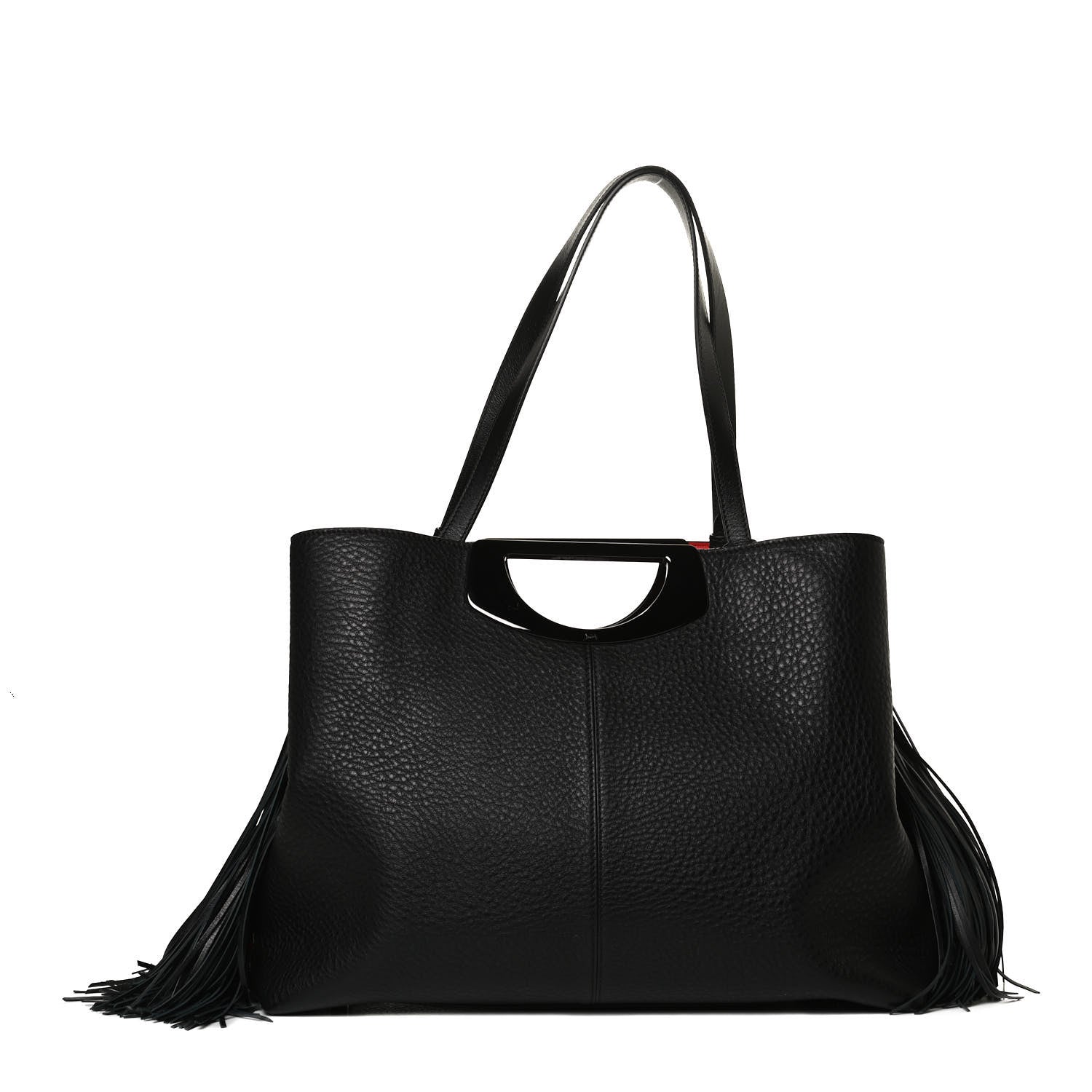 Christian Louboutin Grained Calfskin Passage Fringe Shopping Tote Black 1 of 13