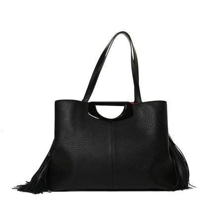Christian Louboutin Grained Calfskin Passage Fringe Shopping Tote Black 1 of 13