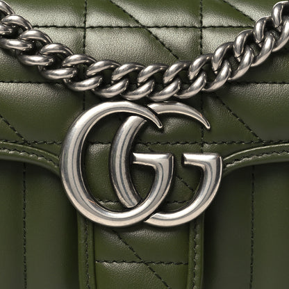Gucci Calfskin Matelasse Aria Mini GG Marmont Shoulder Bag Military Wood 8 of 10