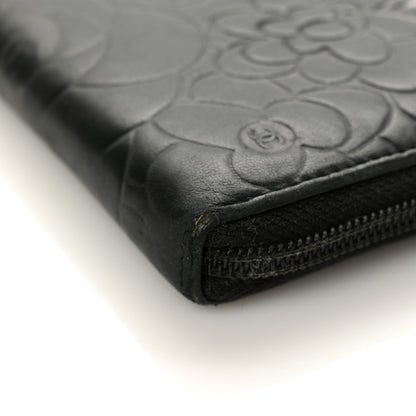 Chanel Lambskin Camellia Embossed Zipped Gusset Wallet Black 9 of 12