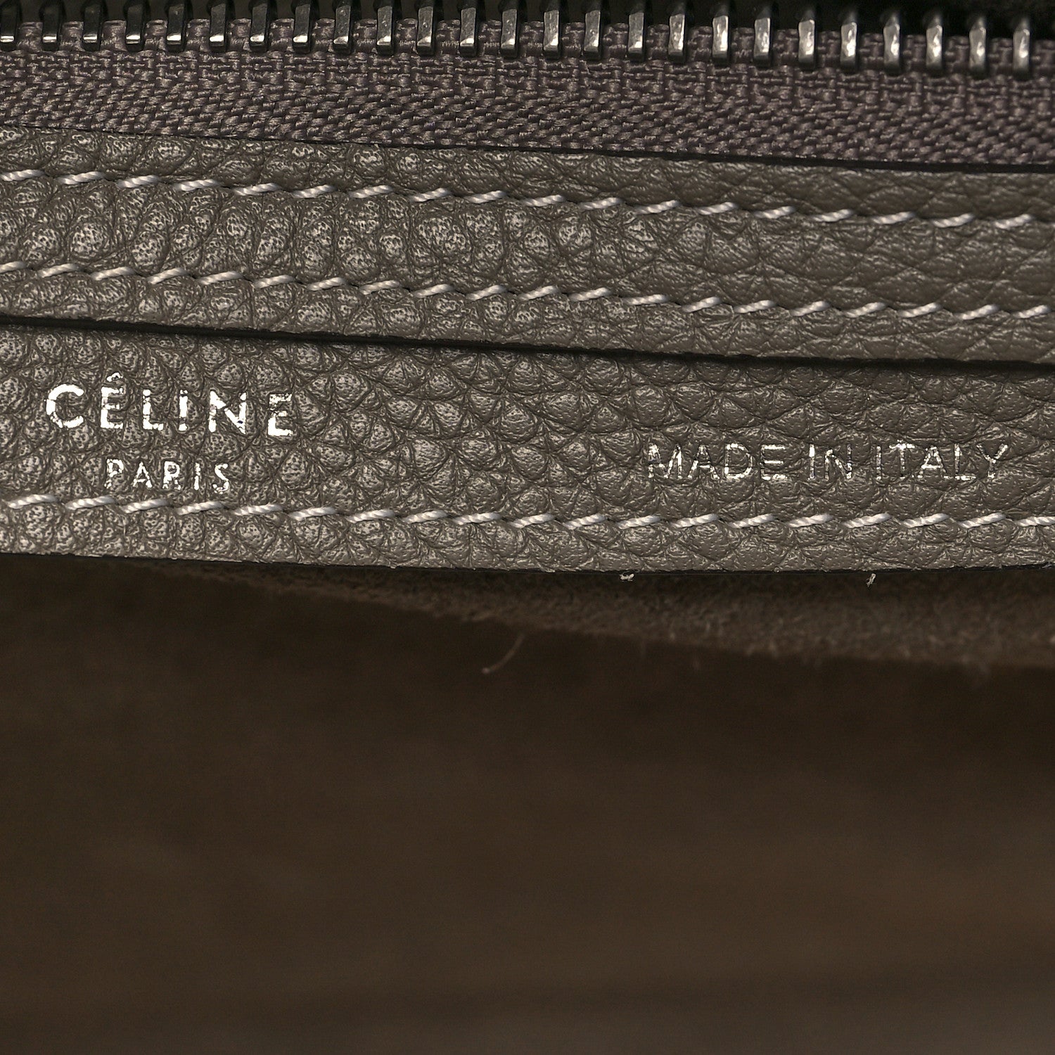 Celine Drummed Calfskin Micro Luggage Souris 6 of 11