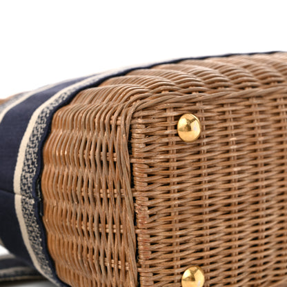 Christian Dior Wicker Oblique Basket Bag Blue 13 of 14
