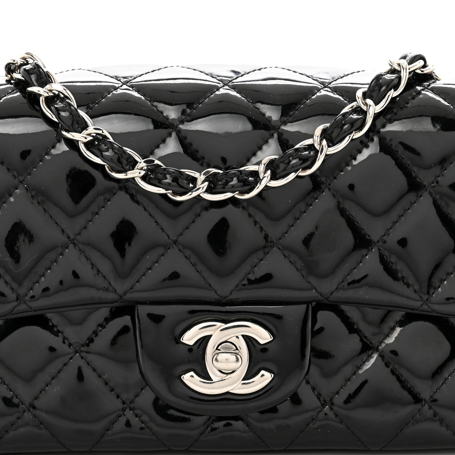 Chanel Patent Calfskin Quilted Mini Rectangular Flap Black 5 of 10