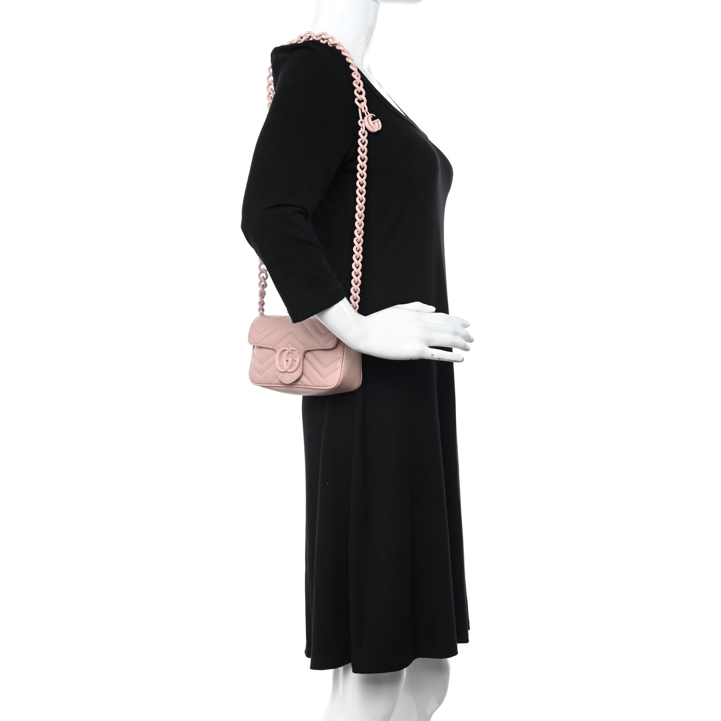 Calfskin Matelasse Monochrome GG Marmont Chain Belt Bag Perfect Pink